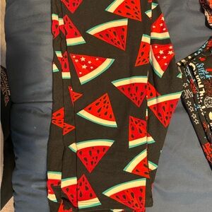 LuLaRoe Kids Leggings with Vibrant Watermelon Print